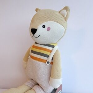 NWT 19" Plush Knit Fox in Overalls Stuffed Animal Spark Create Imagine Easter‎